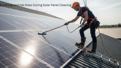 Electrical and Fall Risks During Solar Panel Cleaning