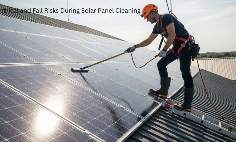 Electrical and Fall Risks During Solar Panel Cleaning