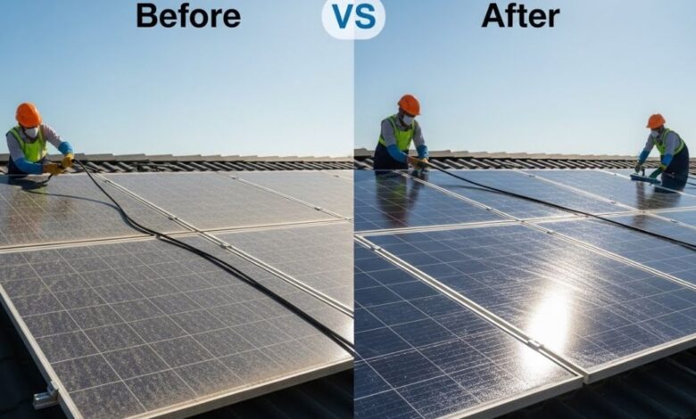 Solar Panel Efficiency Before and After Cleaning